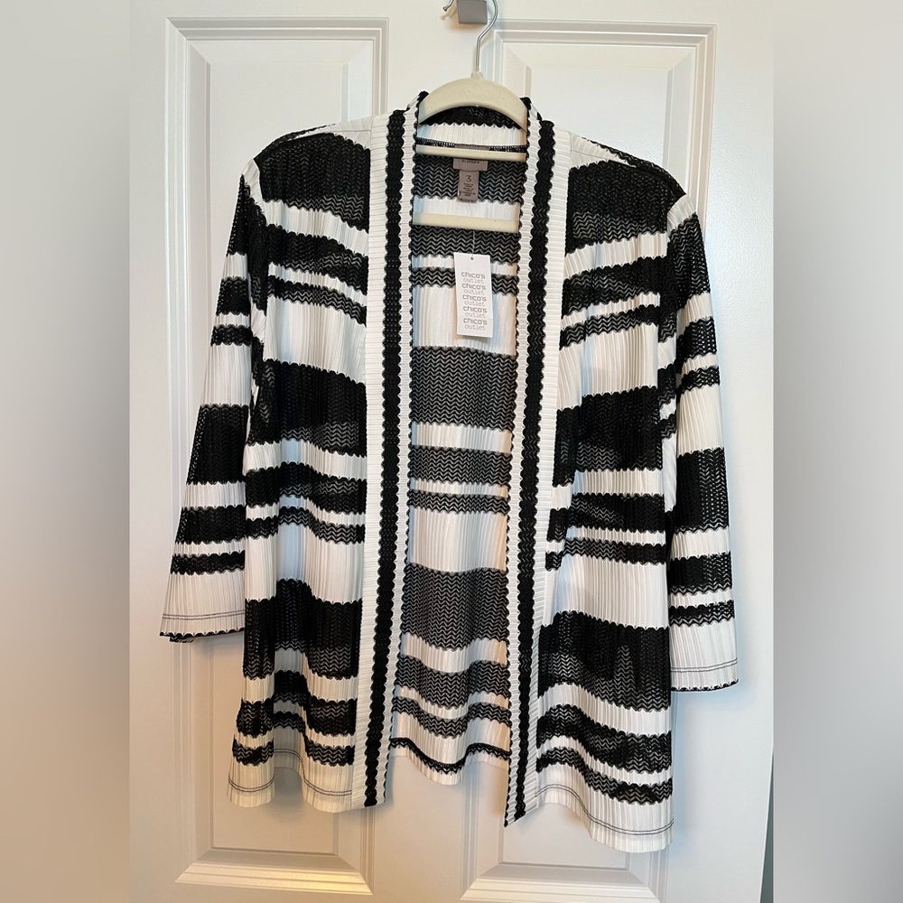 Chico's Black and White Striped Jacket